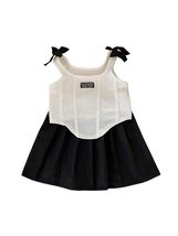 GORGLITTER Girl&#39;s 2PC Summer Outfit Bow Tie Crop Tank Pleated Skirt Blac... - $264.47 MXN