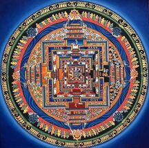KALACHAKRA MANDALA WHEEL OF LIFE ORIGINAL TIBETAN THANGKA/ THANKA PAINTING - $2,268.60 MXN