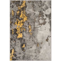 8 x 10 ft Area Rug Entryway Living Room Indoor Mat No Backing Gray Yellow Modern - £240.51 GBP