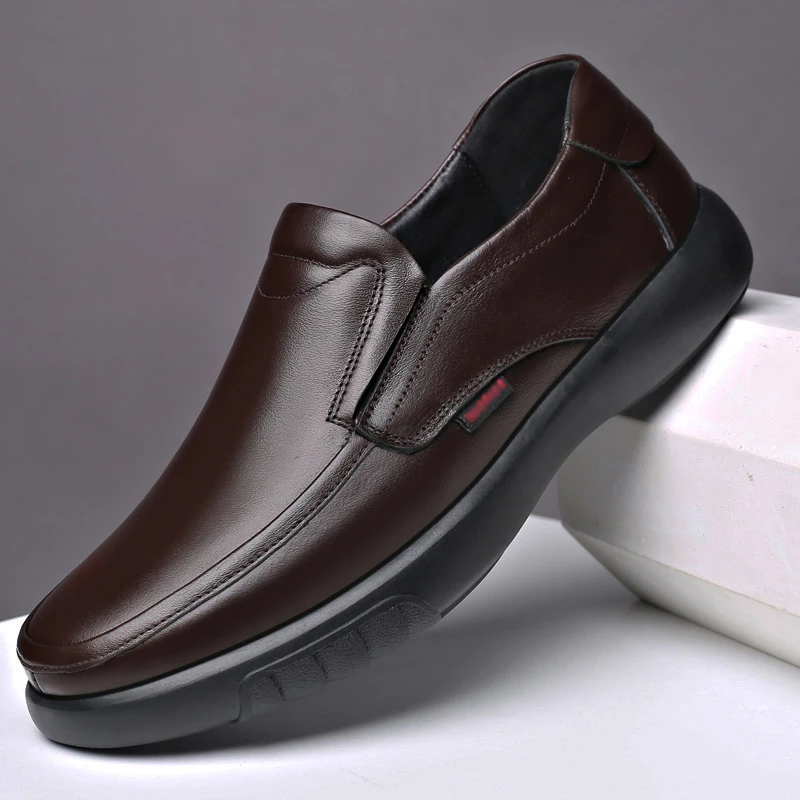Men&#39;s Genuine Leather+Microfiber Leathe shoes 38-47 Soft Anti-slip Rubber Loafer - £54.45 GBP