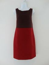 New AKRIS Burgundy Red Mulberry Silk Color Block Reversible Sheath Dress 8 - £465.21 GBP