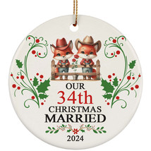 Our 34th Years Christmas Married Ornament Gift 34 Anniversary &amp; Red Fox Couple - £12.01 GBP