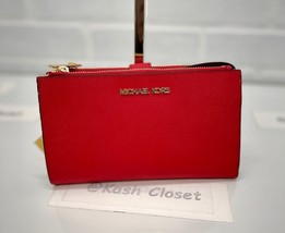 Michael Kors Double Zip Wristlet Wallet Bright Red - £79.03 GBP
