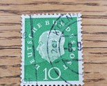 Germany Stamp Theodor Heuss 10pf Used Green - $0.94