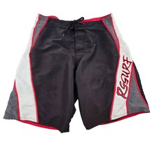 RS Surf Mens Board Shorts Size 34 Black Red Gray Adjustable Waist Swim Trunks - £9.31 GBP