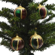 Vintage Blown Glass Christmas Ornaments Set of 4 Red Green Gold Glitter - £39.53 GBP