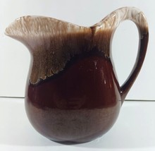 Vintage 6&quot; BROWN DRIP GLAZE PITCHER Pottery Syrup Cream Jug Marked USA - £14.23 GBP