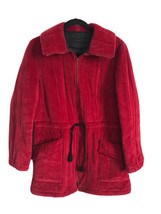 Vtg WHITE BEAR of St. Paul Womens Coat Red Quilted Velvet Velour Full Zi... - £25.31 GBP