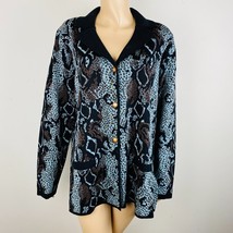Exclusively Misook Cheetah &amp; Snakeskin Women&#39;s Plus 2X Buttoned Cardigan Sweater - £54.26 GBP