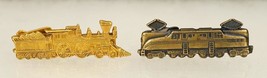 Vintage Jewelry Lot 2 Railroad Train Engine Tie Clips Coal Tender Diesel - £16.24 GBP