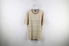 Vintage 90s Gotcha Mens Large Faded Spell Out Striped Short Sleeve T-Shirt Beige - £31.10 GBP