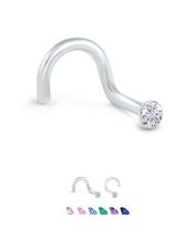 925 Sterling Silver Nose Stud Nostril Screw Ring 1.5mm CZ 22G. - $6.99