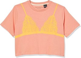 French Connection Lace Crop Tee Papaya Punch Orange ( M ) - £62.93 GBP