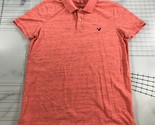 American Eagle Polo Shirt Mens Medium Pink Salmon Heather Classic Fit Co... - $13.14