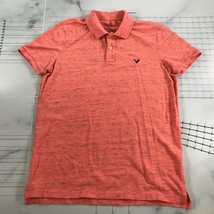American Eagle Polo Shirt Mens Medium Pink Salmon Heather Classic Fit Collared - £10.30 GBP