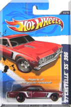 Hot Wheels - &#39;67 Chevelle SS 396: Muscle Mania GM &#39;12 #110/247 *Red Edition* - $4.00