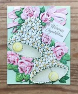 Ephemera Vintage Fairfield Wedding Greeting Card Textured Daisy Bells Pi... - £3.87 GBP
