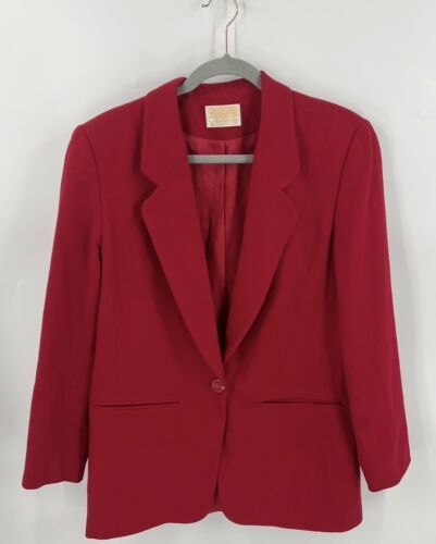 Primary image for VTG Pendleton Blazer Sz 10 Red Virgin Wool Solid Career Suit Jacket Made in USA