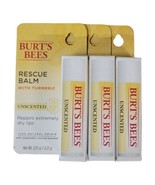 Burt&#39;s Bees 100% Natural Origin Rescue Lip Balm With Turmeric, Unscented... - £12.19 GBP