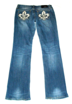 Grace in LA Medium Wash Easy Fit Fleur De Lis Pocket Denim Jeans (32X32) - £14.08 GBP
