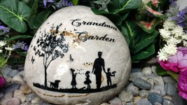 Grandmas Garden Rock Add Kids Custom To Order Carved namesake family stone - £39.24 GBP
