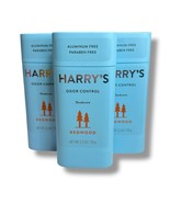 3 x Harry's Odor Control Deodorant REDWOOD Aluminum Free Paraben Free 2.5oz - $29.69
