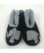 Snoozies Gray Elephant Kids Medium Shoe Size 2/3 Slippers Non-Skid Black - $10.88