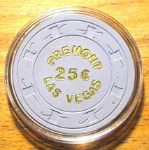 25 Cent Fremont Casino Chip - Las Vegas, Nevada - 1980s - Gray - £10.18 GBP