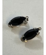 Vintage Lewis Segal California Signed Black Crystal .75” Clip On Earrings - $347.82 MXN