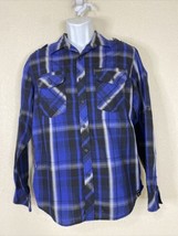 Surplus Men Size S Blue Plaid Button Up Shirt Long Sleeve Pockets - $7.20