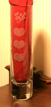 KROSNO POLAND HEAVY WEIGHT GLASS VASE CONTEMPORARY ETCHED HEARTS BE MY V... - £9.25 GBP