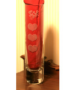 KROSNO POLAND HEAVY WEIGHT GLASS VASE CONTEMPORARY ETCHED HEARTS BE MY VALENTINE - $11.57