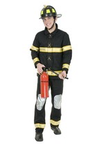 Fireman Suit In Black Halloween Costume Adult Size X Large 46 48 - £52.29 GBP