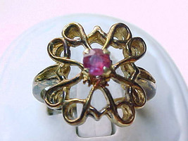Vintage ROSE GOLD over STERLING Silver Ring with Genuine RUBY - Size 6  - £51.76 GBP