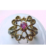 Vintage ROSE GOLD over STERLING Silver Ring with Genuine RUBY - Size 6  - £51.11 GBP