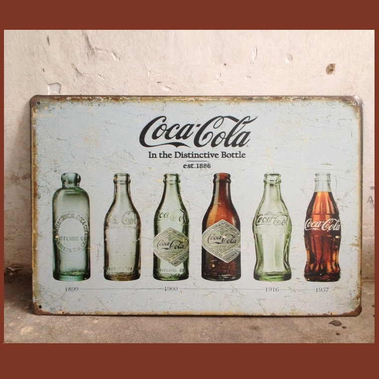 Primary image for Retro Imitation Vintage Metal Antique Heritage Coca-Cola Bottle Evolution Sign