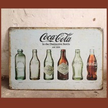 Retro Imitation Vintage Metal Antique Heritage Coca-Cola Bottle Evolution Sign - £38.41 GBP