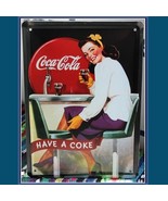 Retro Imitation Vintage Metal Antique Sign Girl Drinking Coca-Cola Soda ... - €39,63 EUR
