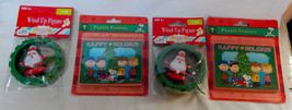 Christmas Holiday Peanuts Puzzle Erasers 2ea &amp; Santa Wind Up Figures 2ea... - £6.28 GBP