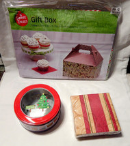Christmas Mix Lot Gift Box 5.75&quot;x 8&quot;x 8.75&quot; Napkins 40ea Metal Tin Conta... - £6.30 GBP
