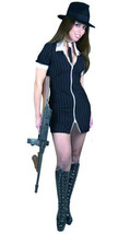 Gangster Moll Dbl Zip Dress Black Halloween Costume Adult Size Large 11 13 - £30.76 GBP