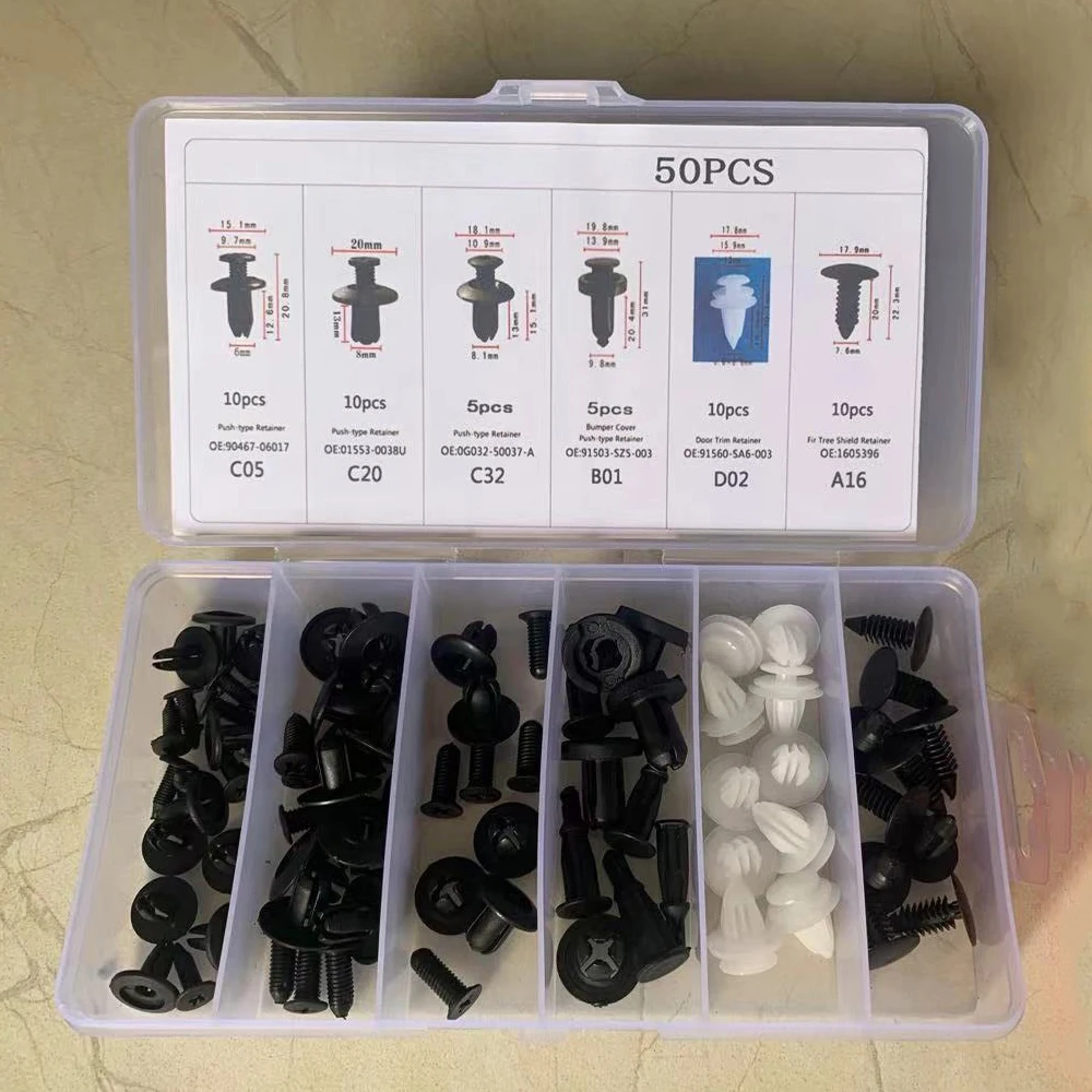 House Home 50/100Pcs Mixed Auto Fastener Parts Tools Universal Kit Car Bumper Cl - £23.67 GBP