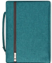 Teal Poly-canvas Bible Cover Zipper Carry Case for Men &amp; Women w/Jesus Fish - £23.22 GBP