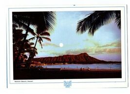 Northwest Orient Airlines Menu Waikiki Beach Diamondhead 1960 Hawaii - $49.63