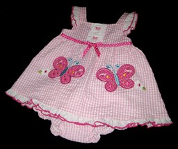 GIRLS 6-9 MONTHS - Youngland - Pink Seersucker Butterflies DRESS &amp; PANTY... - £15.96 GBP