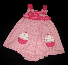 GIRLS 24 MONTHS - Youngland Pink Seersucker Ruffles &amp; Cupcakes DRESS &amp; P... - £15.84 GBP