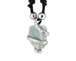 Mia Jewel Shop Metal Spiral Wrapped Raw Rough Healing Gemstone Crystal Pendant A - £12.61 GBP