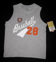 Boys 2 T   Carter's   Baseball #28 Gray Knit Sleeveless Shirt - £9.39 GBP