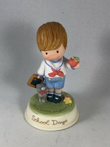 Vintage Avon Cute Little Boy Porcelain Figurine - Joan Walsh Anglund School Days - $11.88