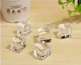 100pcs Acrylic  Luster Ice Cubes Square Shape Crystal Clear Artificial 2*2CM - $42.54